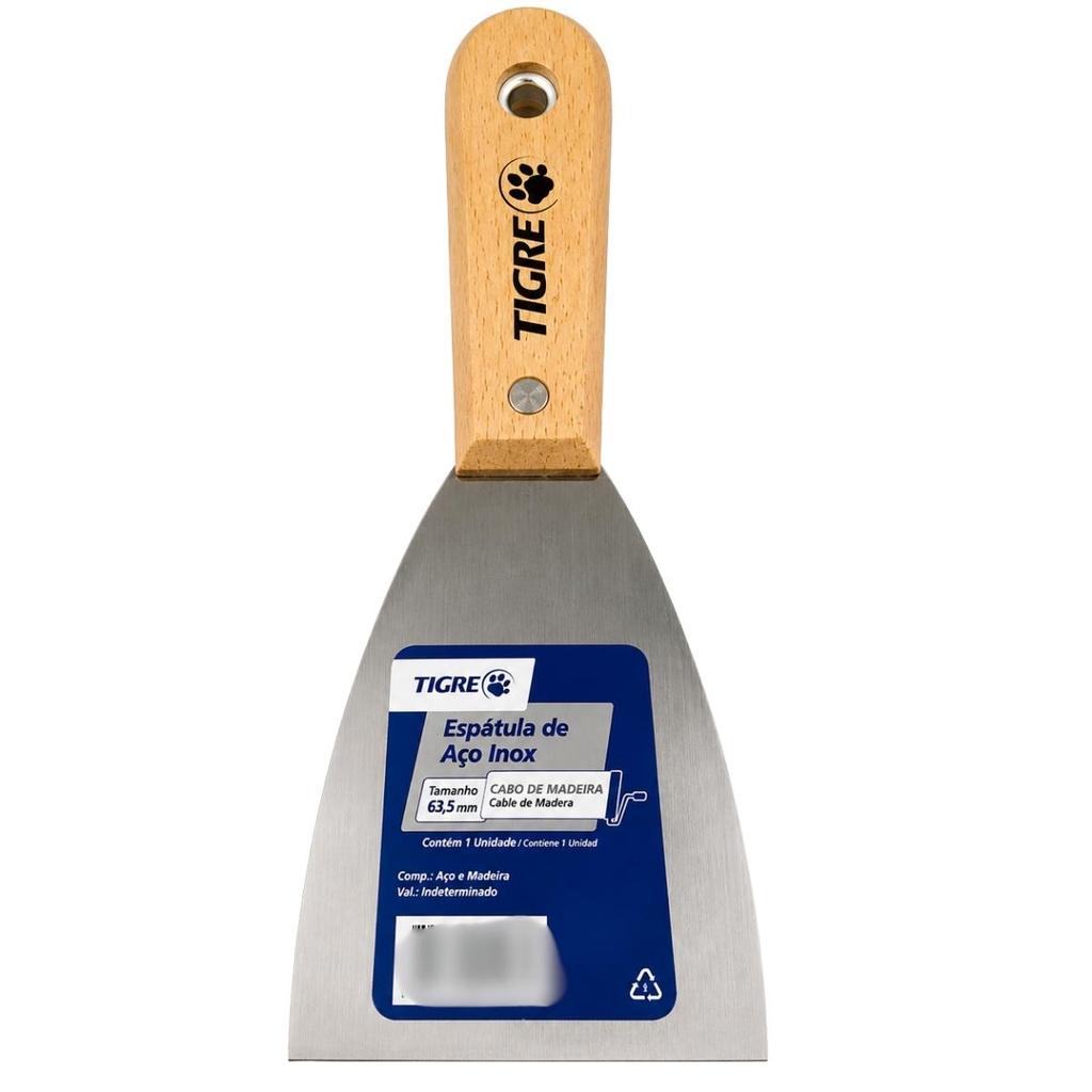 ESPÁTULA 63.5MM AÇO INOX CABO MADEIRA PROFISSIONAL N-10 REF 2153