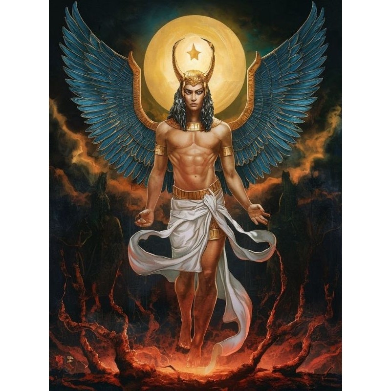 QUADRI DECORATIVO PLACA MDF-ANJO E LUCIFER VOANDO COM A LUZ DA LUA