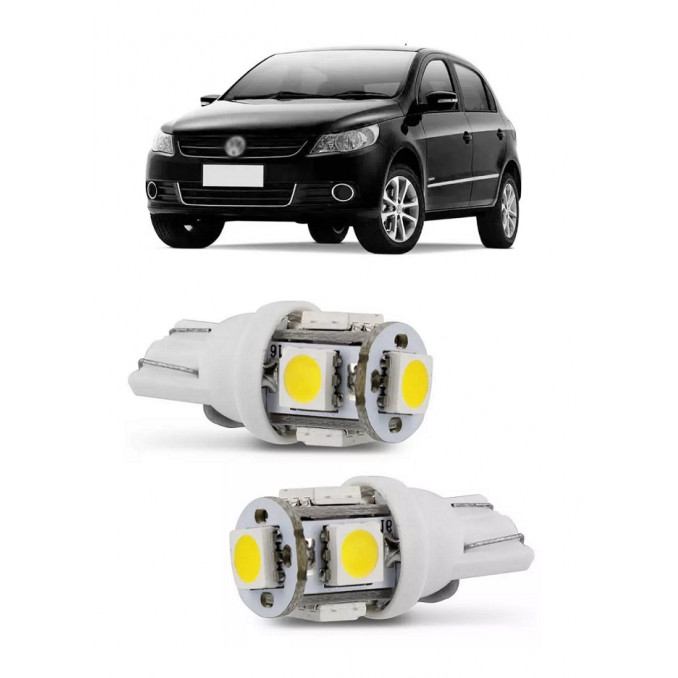 Par Lampada Pingo T10 5 LED Torre Gol G2 G3 G4 G5 G6 Farol Teto Placa