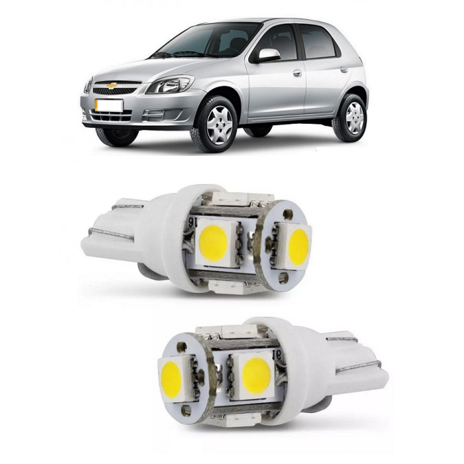 Par Lampada Pingo T10 5 LED Torre Celta Farol Teto Placa