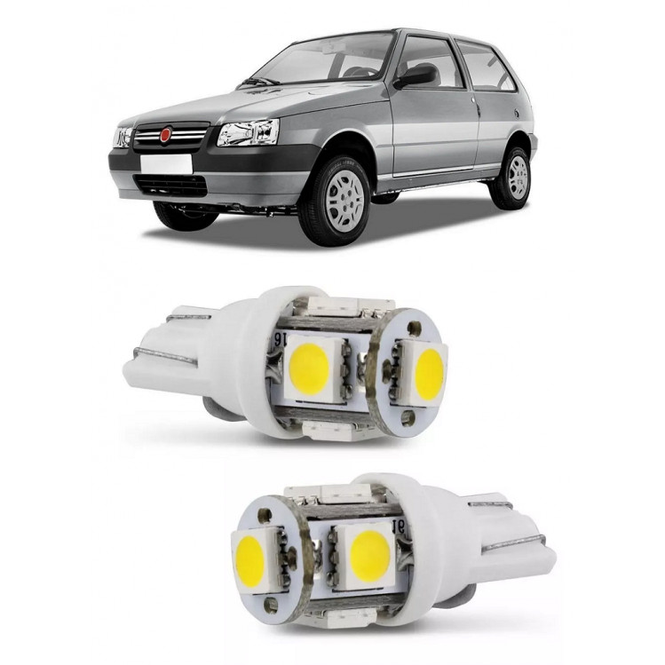 Par Lampada Pingo T10 5 LED Torre Uno Farol Teto Placa
