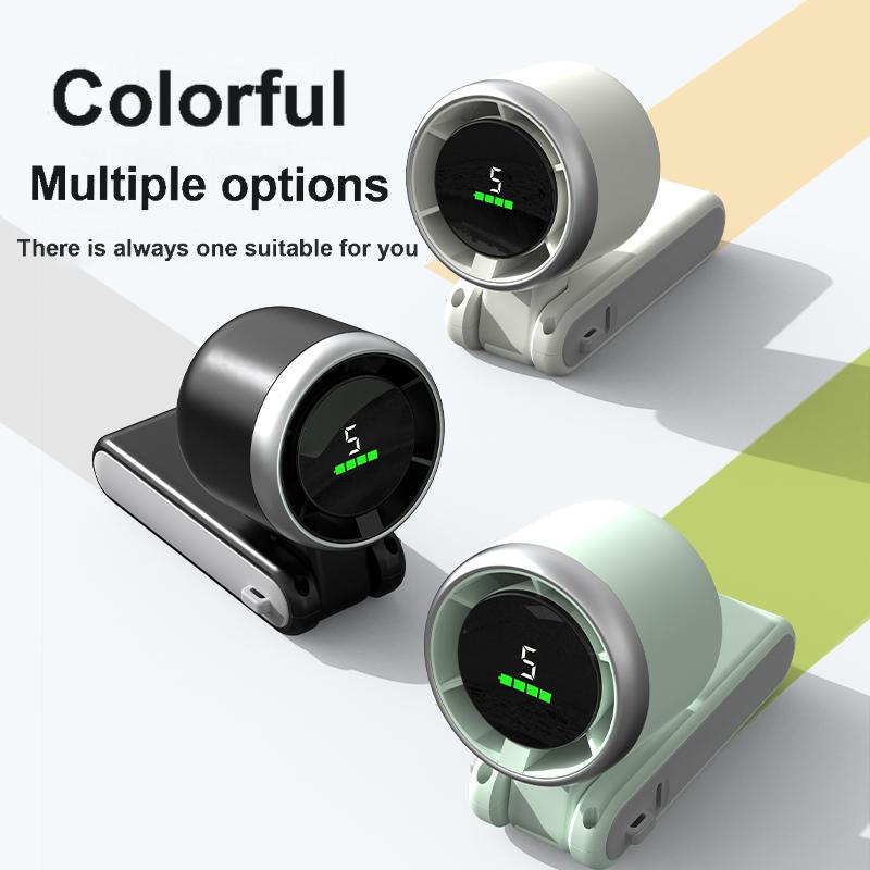 Ventilador de resfriamento dobrável de seis pás turboalimentado para pendurar no pescoço, mini ventilador colorido para