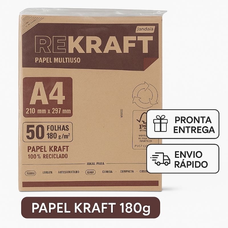 Papel Kraft A4 180g Jandaia - 50 Folhas - Artesanato - Papelaria Criativa - Convites - DIY