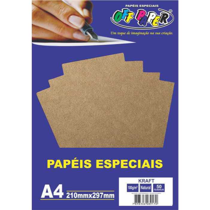 PROMOÇÃO Papel Kraft A4 Natural 180g Off Paper 50 Folhas