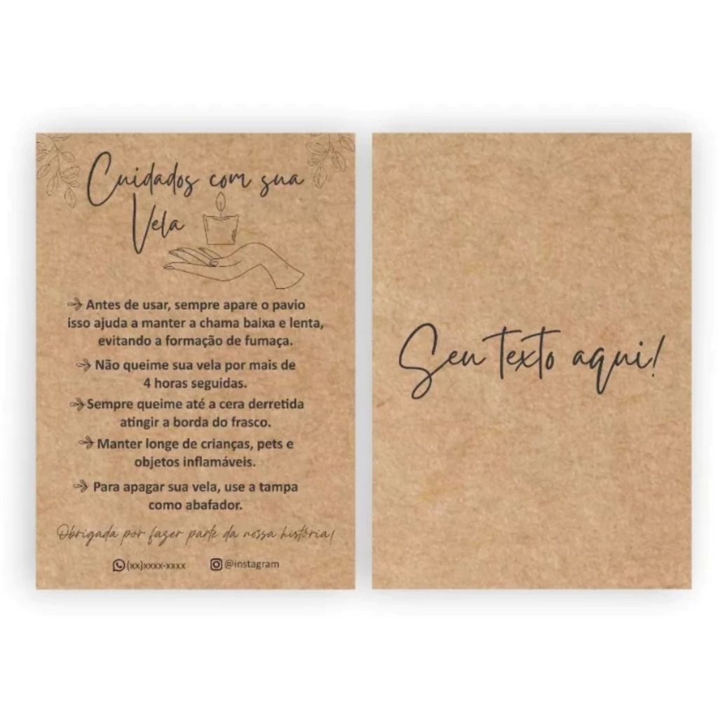 50 Cartões frente e verso personalizado em kraft  ou offset 180g