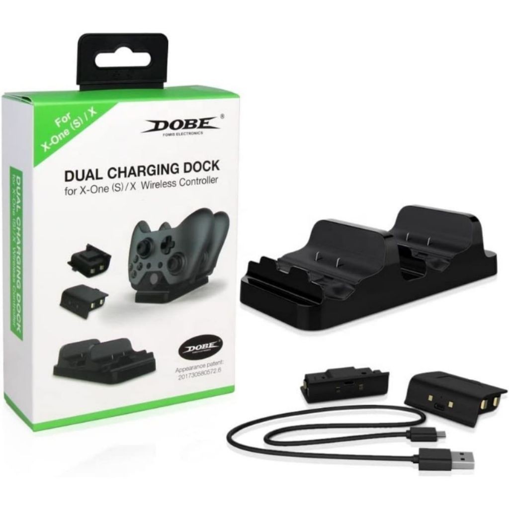 Dual Charging Dock Carregamento Duplo de Controle Wireless X-Box One S/X Dobe Com 2 Baterias - TYX-532 Preto