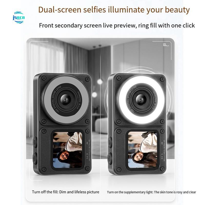 Câmera Fotográfica 4K CCD Digital 64MP Pixel 18X Zoom Dupla Selfie 2.8/1.83 Polegada Telas IPS A