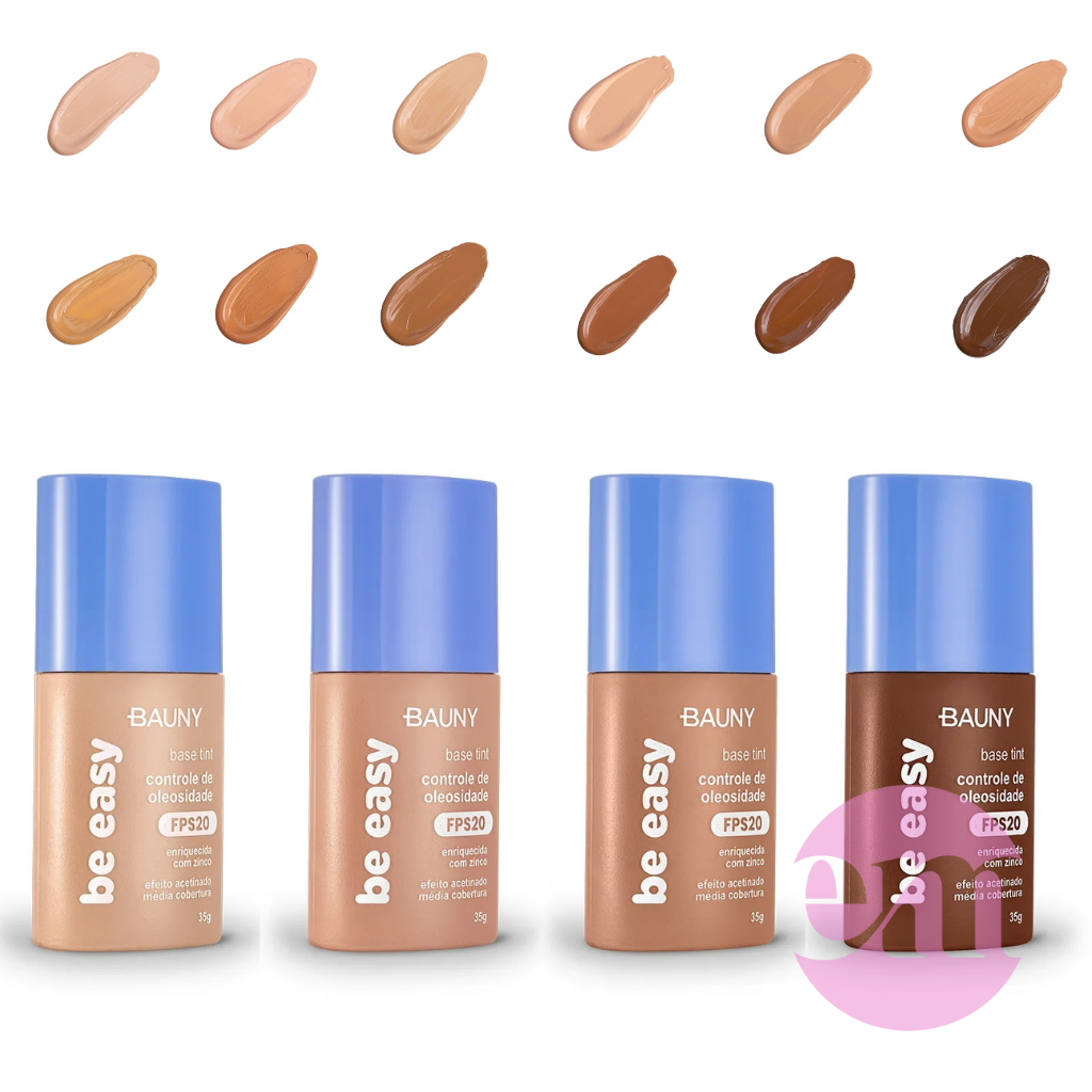 Base facial tint efeito acetinado FPS20 be easy Bauny