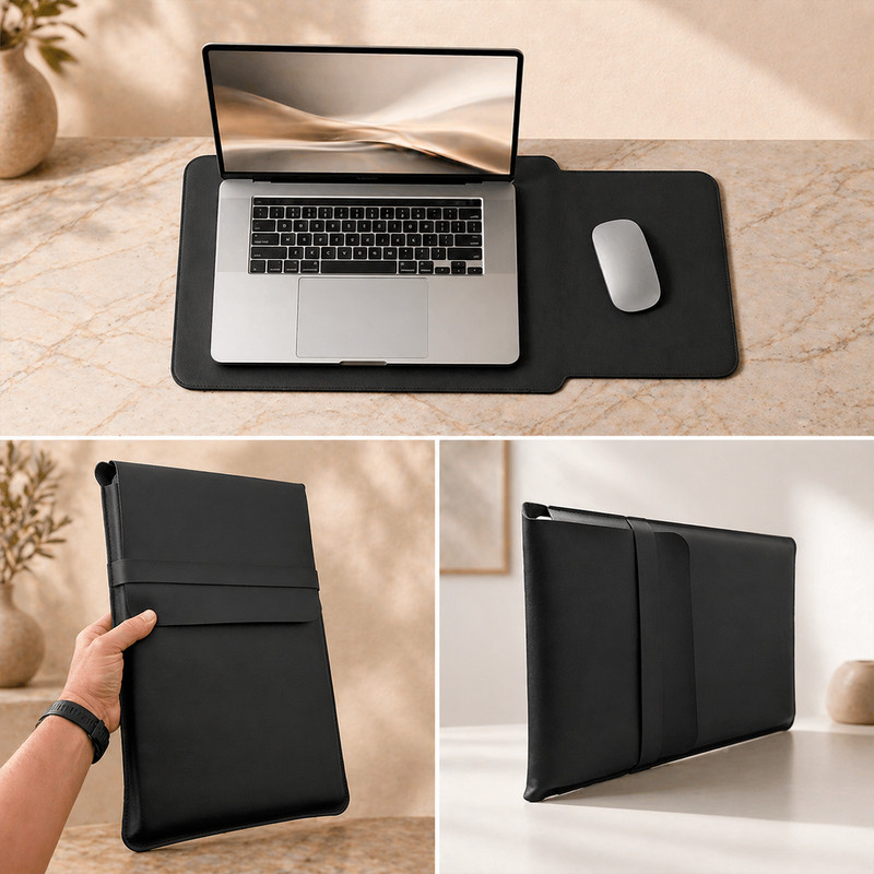 Case Capa Pasta Notebook MacBook Vira Mouse Pad Sintético Luxo Premium Aproveite