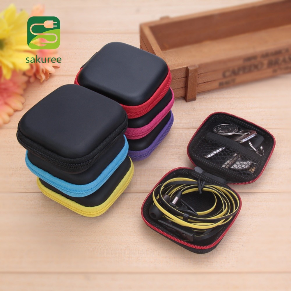 Novo Mini Quadrado EVA Caso Fone De Ouvido Bluetooth-Compatível Caixa De Armazenamento De Cabo De Fio Organizador