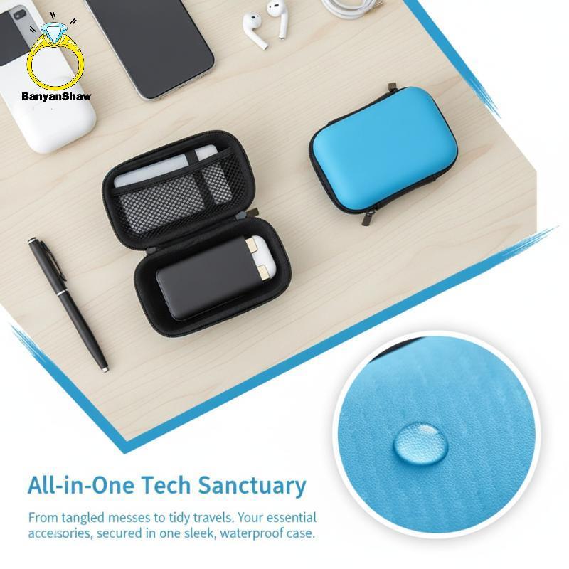 [BANY] Mini EVA Hard Shell Organizador Bolsa Portátil Tech Acessório À Prova De Poeira Para Fones De Ouvido Unidades USB