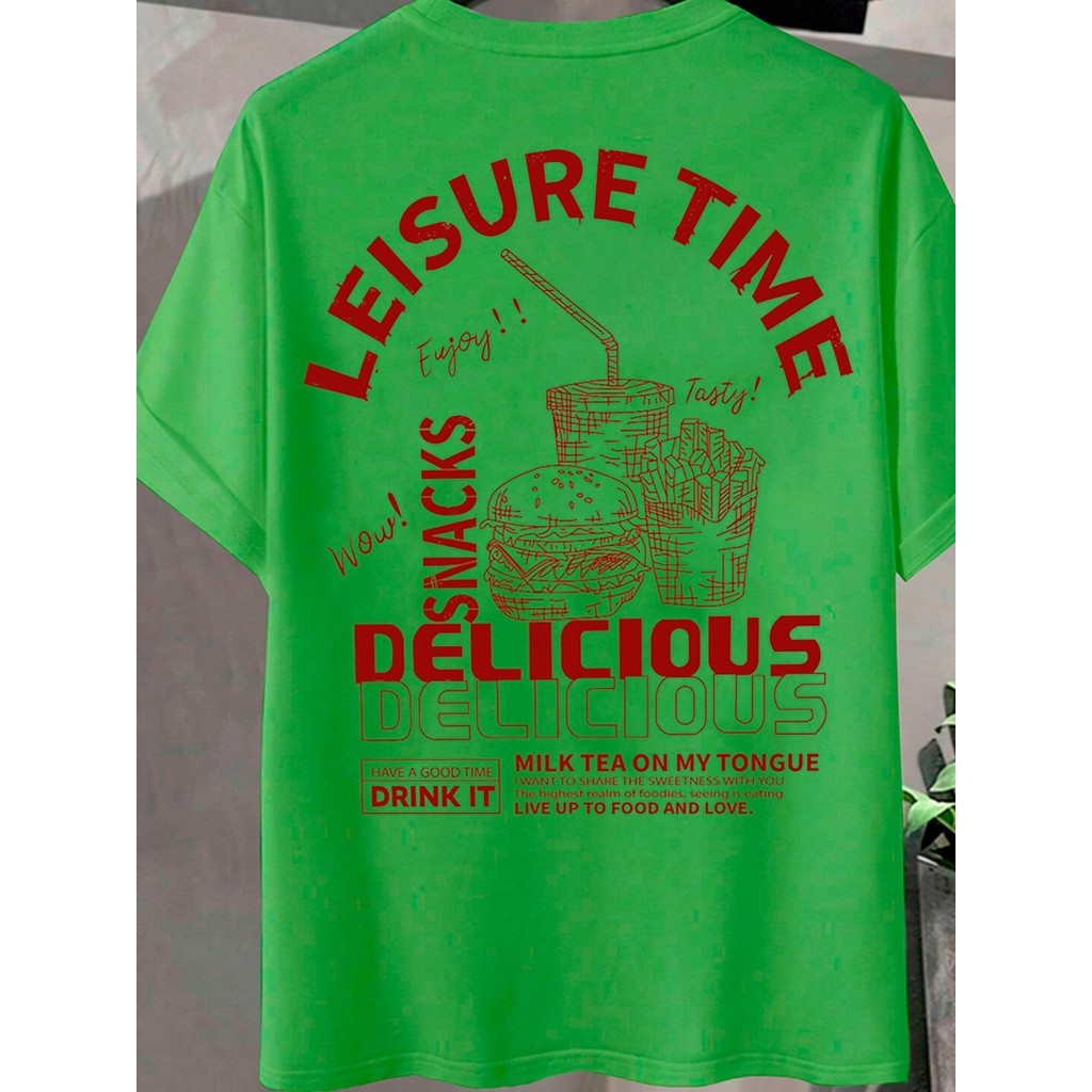 Blusa Estilo Despojada T Shirt French Fries Hamburguer Tasty Enjoy Wow Soda Oversized Plus Size