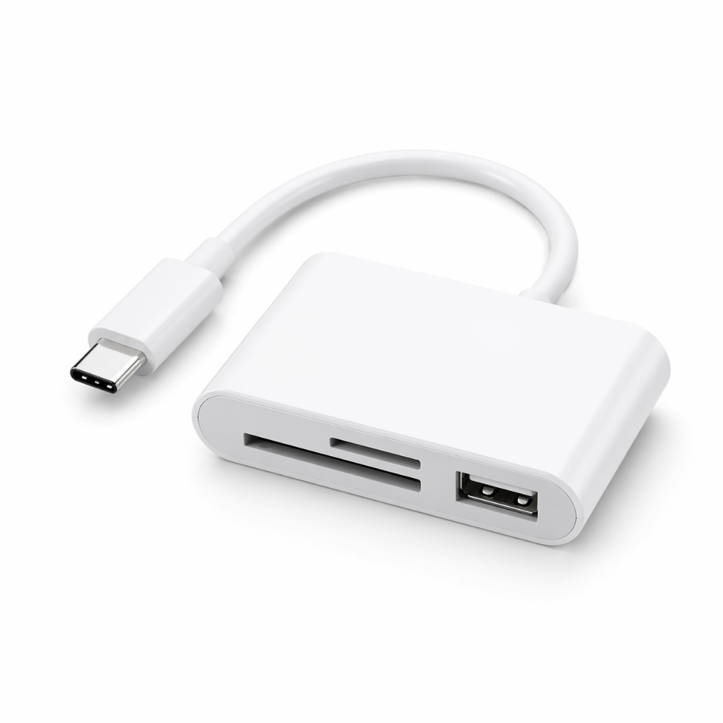 Leitor de Cartão USB-C 3 em 1 OTG SD TF USB Adaptador Tipo C para Celular Notebook Alta Velocidade