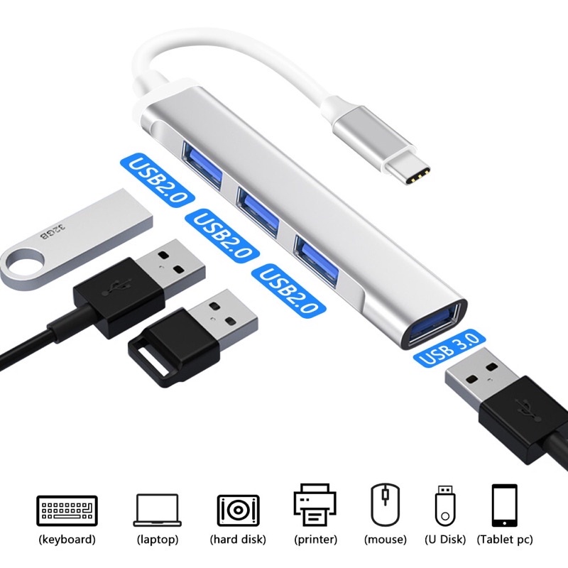 Hub USB Tipo C De Alta Velocidade 3.0 Porta 4 Multi Splitter Adaptador OTG Para Computador Portátil