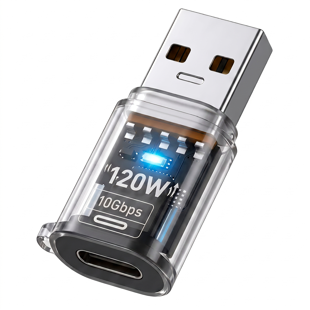 Adaptador Tipo C para USB OTG 3.2 Alta Velocidade 10Gbps Conecta Pendrive Mouse Teclado Carregamento 120W