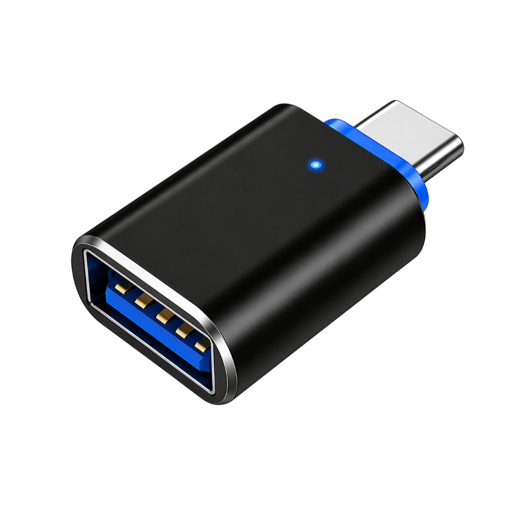 Adaptador USB Tipo C OTG 3.0 5Gbps com 3 LEDs Indicadores Alta Velocidade Metal Premium