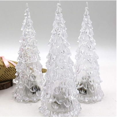 Mini Árvore de Natal de LED Colorido em Acrílico | Enfeite Luminoso de Mesa 17cm 22cm 27cm Decoração Natalina