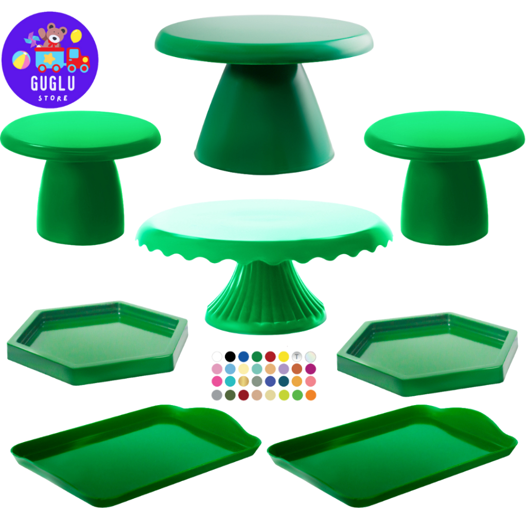 Kit Mesa de Festa- 1 Boleira Cake Slim 17cm , 2 Mini Cake Slim , 1 Boleira Cake Renda 19cm , 2 Mini Sextavada e 2 20x13
