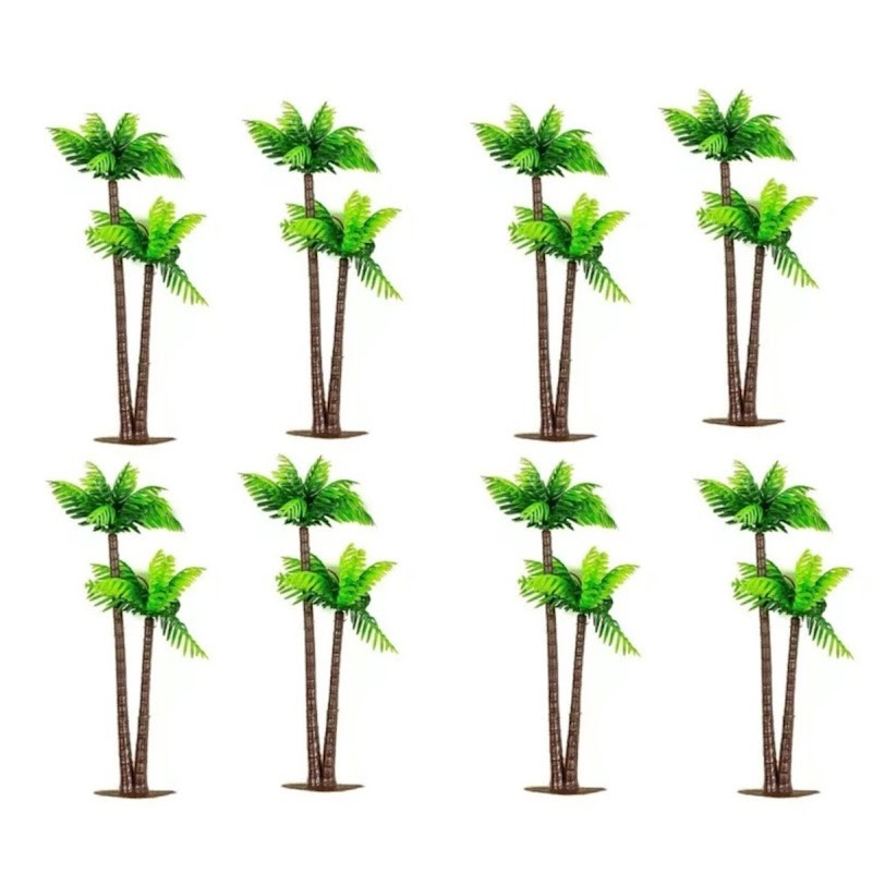 8 Mini Coqueiro Arvore Decorativo Artificial terrario 17cm