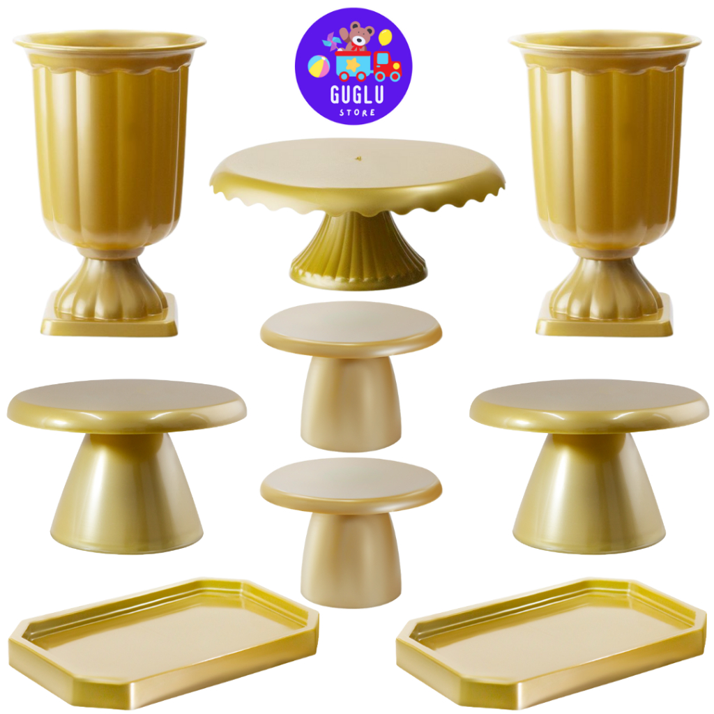 Kit Mesa De Festa - 1 Boleira Cake Renda 19cm , 2 Vaso Grego , 2 Mini Cake Slim , 2 Boleira Cake Slim 17cm e 2 Mini Lapi