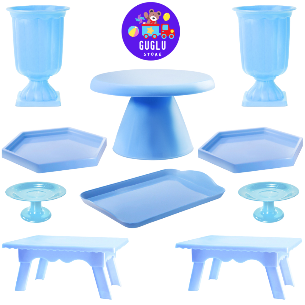 Kit Festa Big - Boleira Cake Slim 17cm , 2 Vasos Grego, 2 Sextavadinha , 2 Mini Cake ,  2 Mesinhas e 1  bandeja 20x13