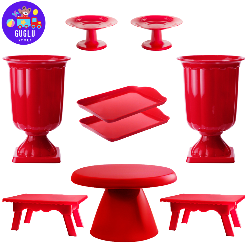 Kit Giga Festa - 1 Boleira Cake Slim 17cm , 2 Mini Cakes , 2 Mesinhas , 2 Vasos Gregos e 2 Bandeja 20x13