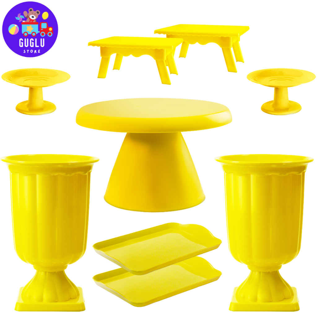 Kit Mega Festa - 1 Boleira Cake Slim 17cm , 2 Mesinhas , 2 Vasos Gregos , 2 Bandejas 20x13 e 2 Mini Cakes