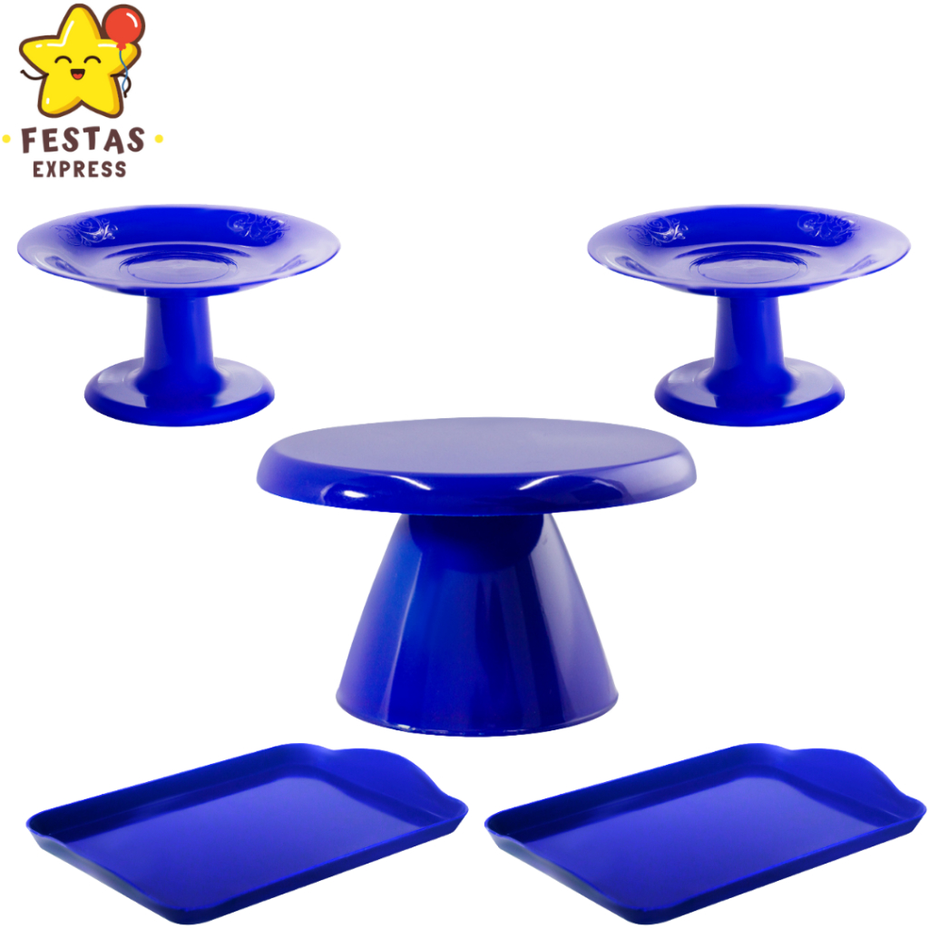 Mini Kit Mesa de Festa - 1 Boleira Cake Slim 17cm , 2 Mini Cakes e 2 Bandejas 20x13