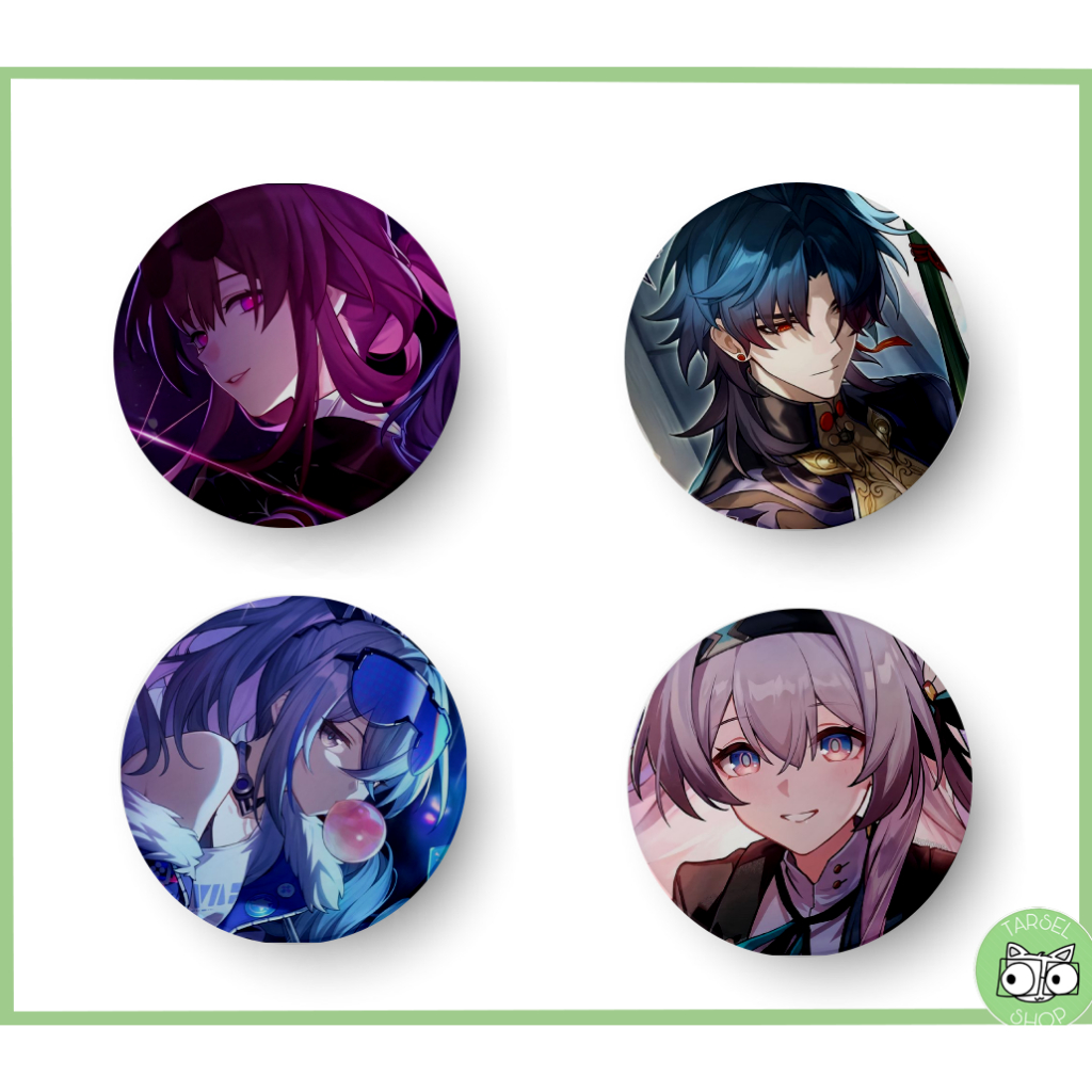 Kit 4 Botton Broche Pin Honkai Star Rail, Caçadores de Stellaron, Kafka, Blade, Silver Wolf, Firefly, 3,2cm ou 4,4cm