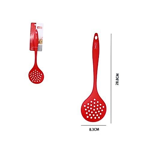 Escumadeira Silicone Vermelha Flexível Resistente Calor Prática Cozinhar Fácil Limpeza