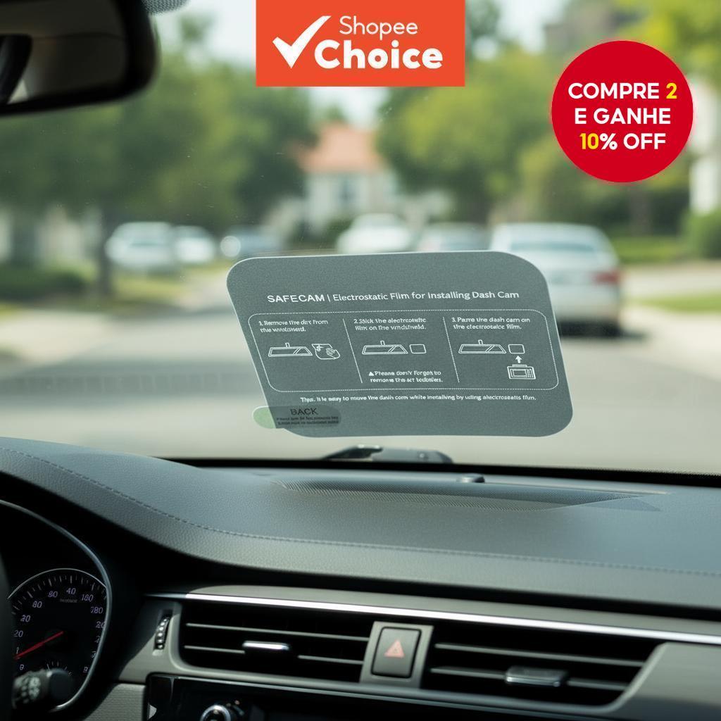 Adesivo Eletrostático Resistente ao Calor para Dashcams (10cm x 8cm)