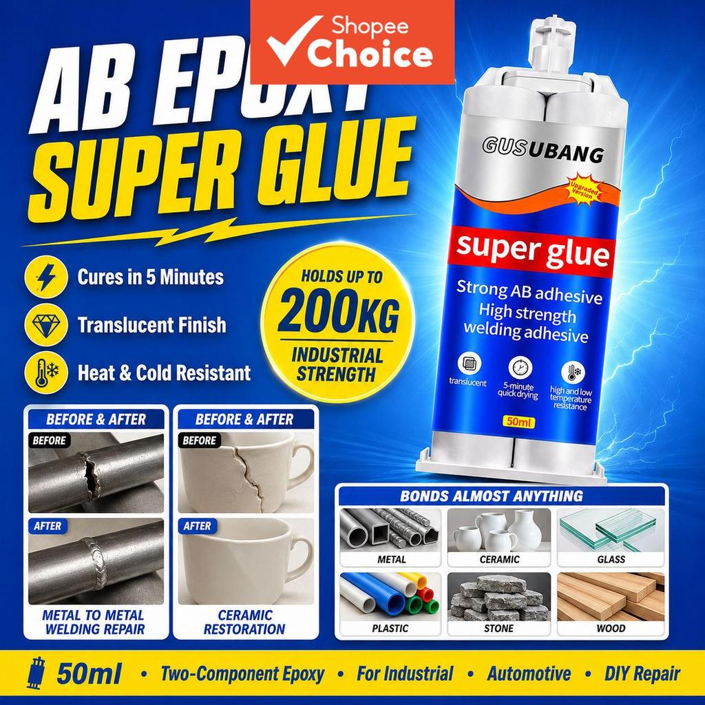 Um Conjunto De Adesivo Epóxi AB De Grau Industrial , Ligação Super Forte , À Prova D'água , Resistente Ao Calor Para Rep