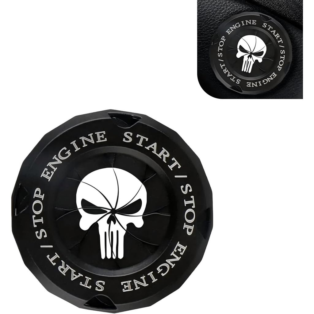 Car Push Start Button Cover, Skull Rotary Engine Ignition Button Decorative Cover, Alloy Anti-scratch Rust-proof Protect