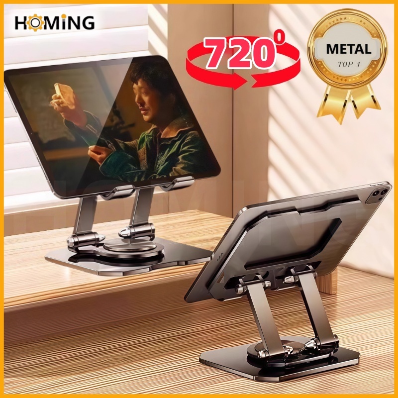 720 ° Suporte Giratório De Mesa De Metal-Dobrável Ajustável Para Telefones E Tablets