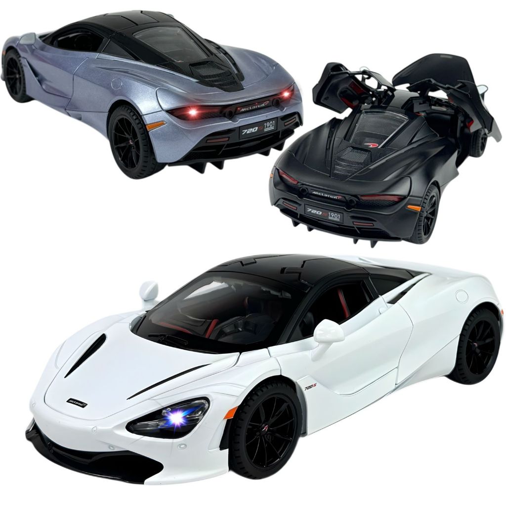 Carrinho Miniatura 720s Metal 1:24 Com Fricção, Abre Portas, Som E Led