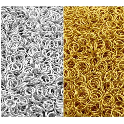 Argolinha Elo - Reforçada - Níquel + Dourada - 10mm - 100 Gramas - Aprox. 370 Peças