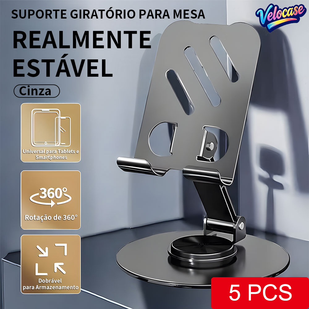 Suporte de Metal Giratório 720° Dobrável para Celular e Tablet Altura e Ângulo Regulável Resistente e Universal ZJ002*5