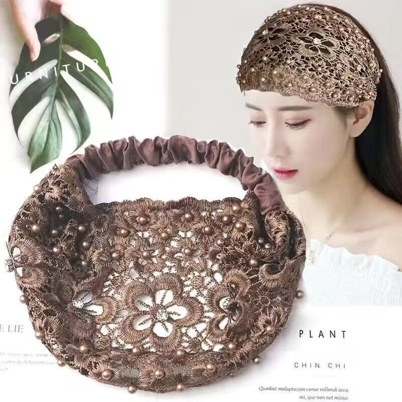 Tiara de cabelo feminina com contas e strass, faixa larga para prender o cabelo, disfarça cabelos brancos, para uso diár