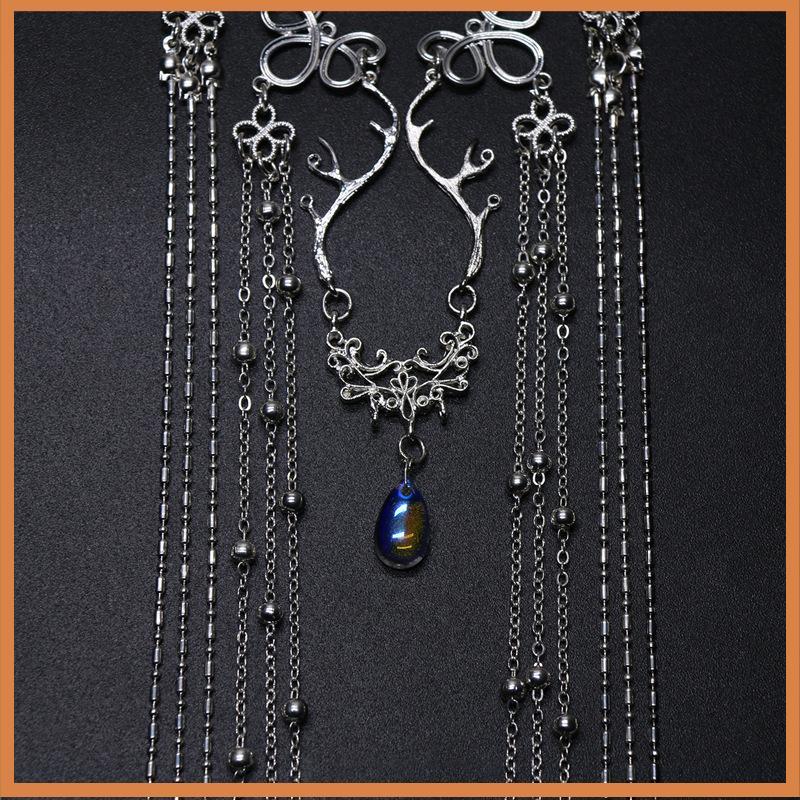 [BG] Joias De Cabelo Vintage Corrente De Cabeça Brilhante Strass Estilo Chinês Faixa sel Enfeite Gota De Água Decoração