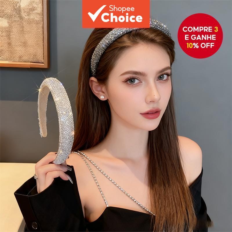 Faixa de Cabeça com Strass Cristal Brilhante para Mulheres - Acessório de Cabelo Espesso e Brilhante para Festa,