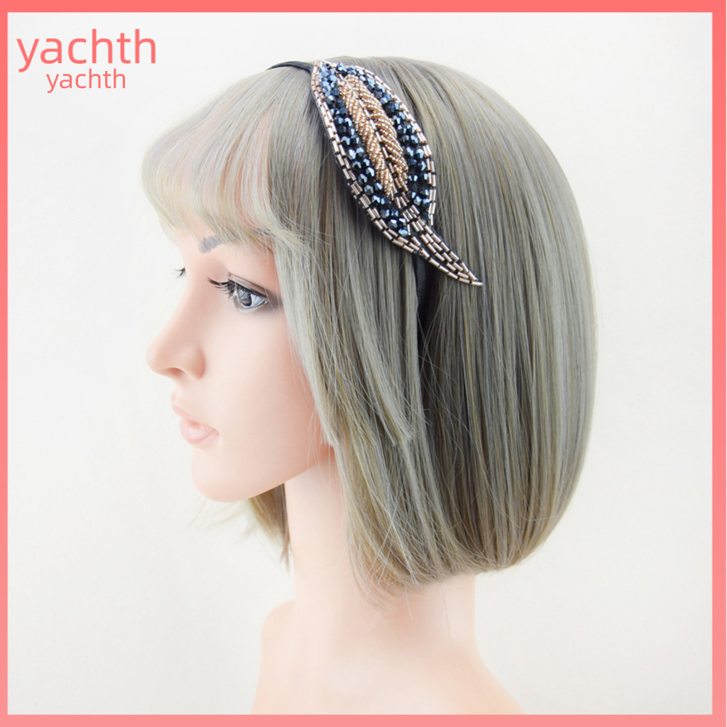 Iate | Elástico Antiderrapante Meninas Bandana Headwear Strass Folhas Decoração Fino Cabelo Hoop Acessórios De