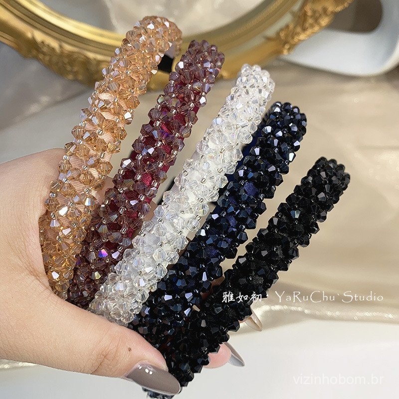 Acessórios de cabelo estilo coreano, tiaras de cristal populares entre celebridades, tiaras coreanas com strass de aba l