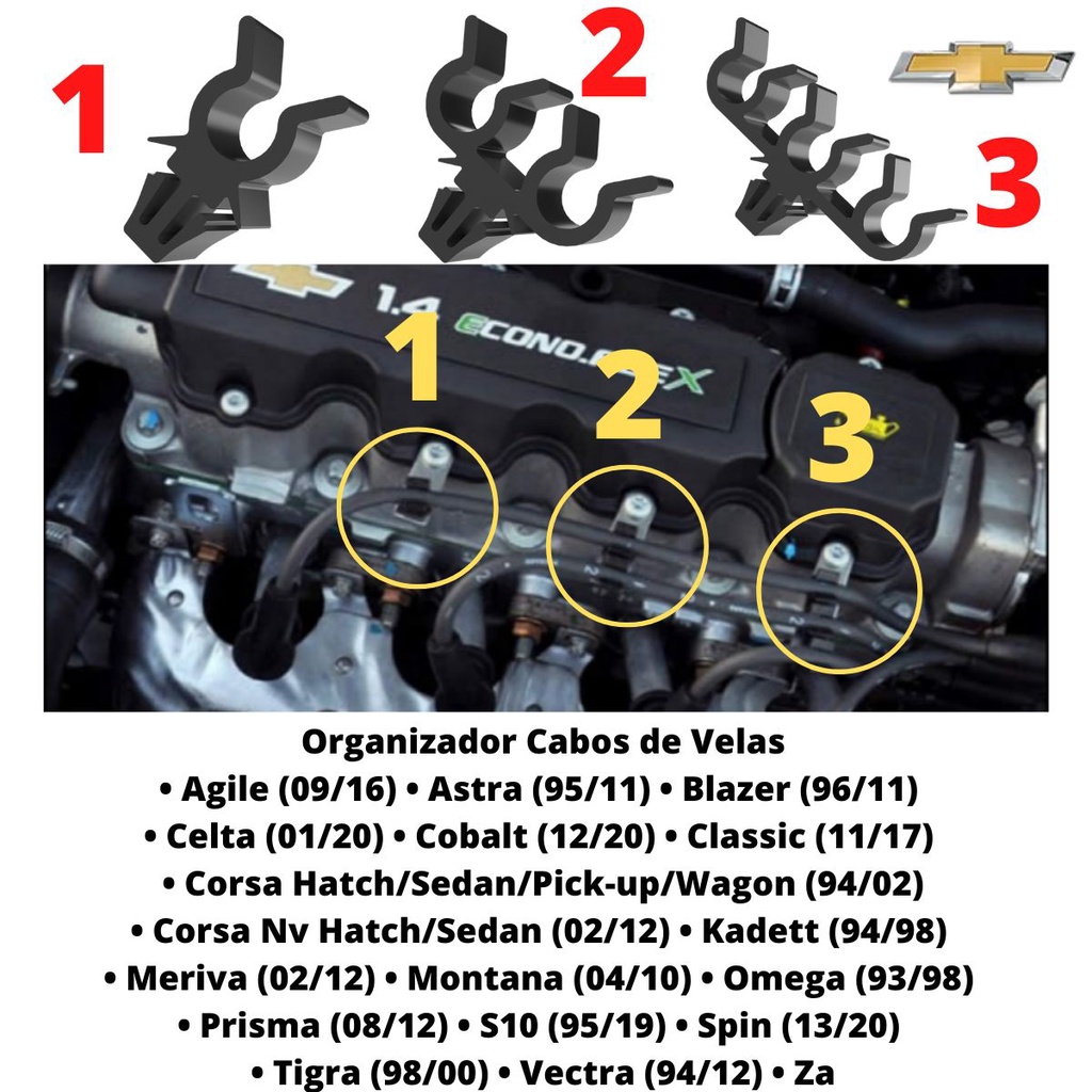Presilha Cabo de Vela Corsa Celta Agile Prisma Classic Spin Vectra Astra Premium