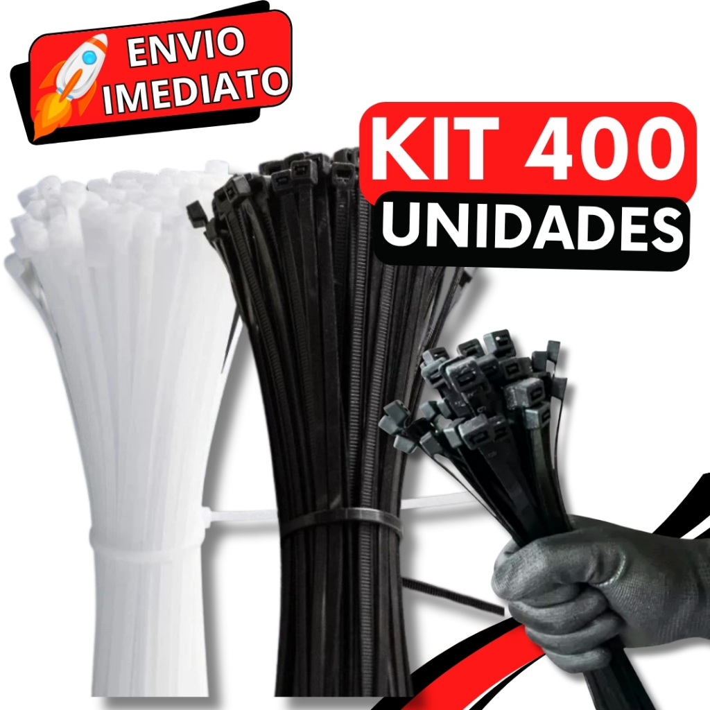 KIT Jogo 400 Enforca Gato Abraçadeira de Nylon Braçadeira Cintas Plásticas Super Resistente Presilha para Fios