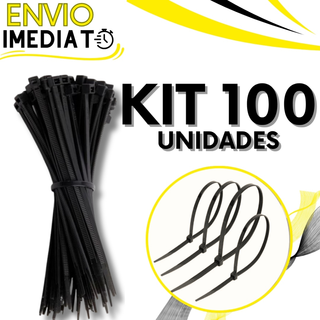 KIT Jogo 100 Enforca Gato Abraçadeira de Nylon Braçadeira Cintas Plásticas Variadas Super Resistente Presilha para Fios