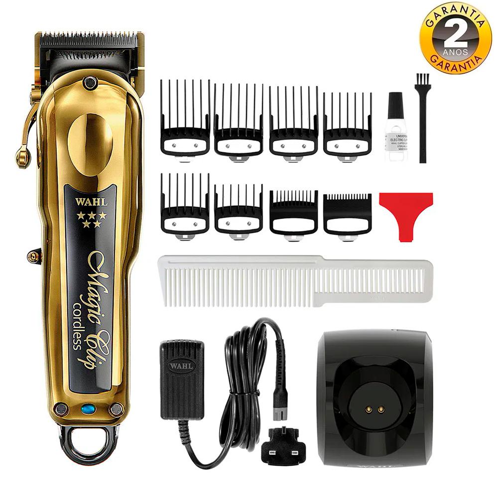 Máquina de Corte Profissional Sem Fio Wahl Magic Clip Cordless Gold  Bivolt 8 pentes