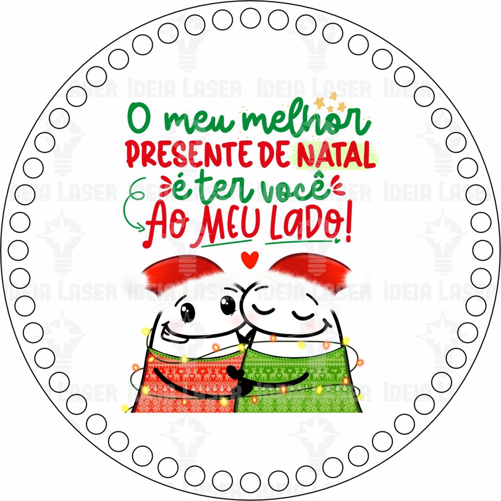 Base MDF Fio de Malha Crochê Redonda Estampada Flork O Meu Melhor Presente de Natal 20cm