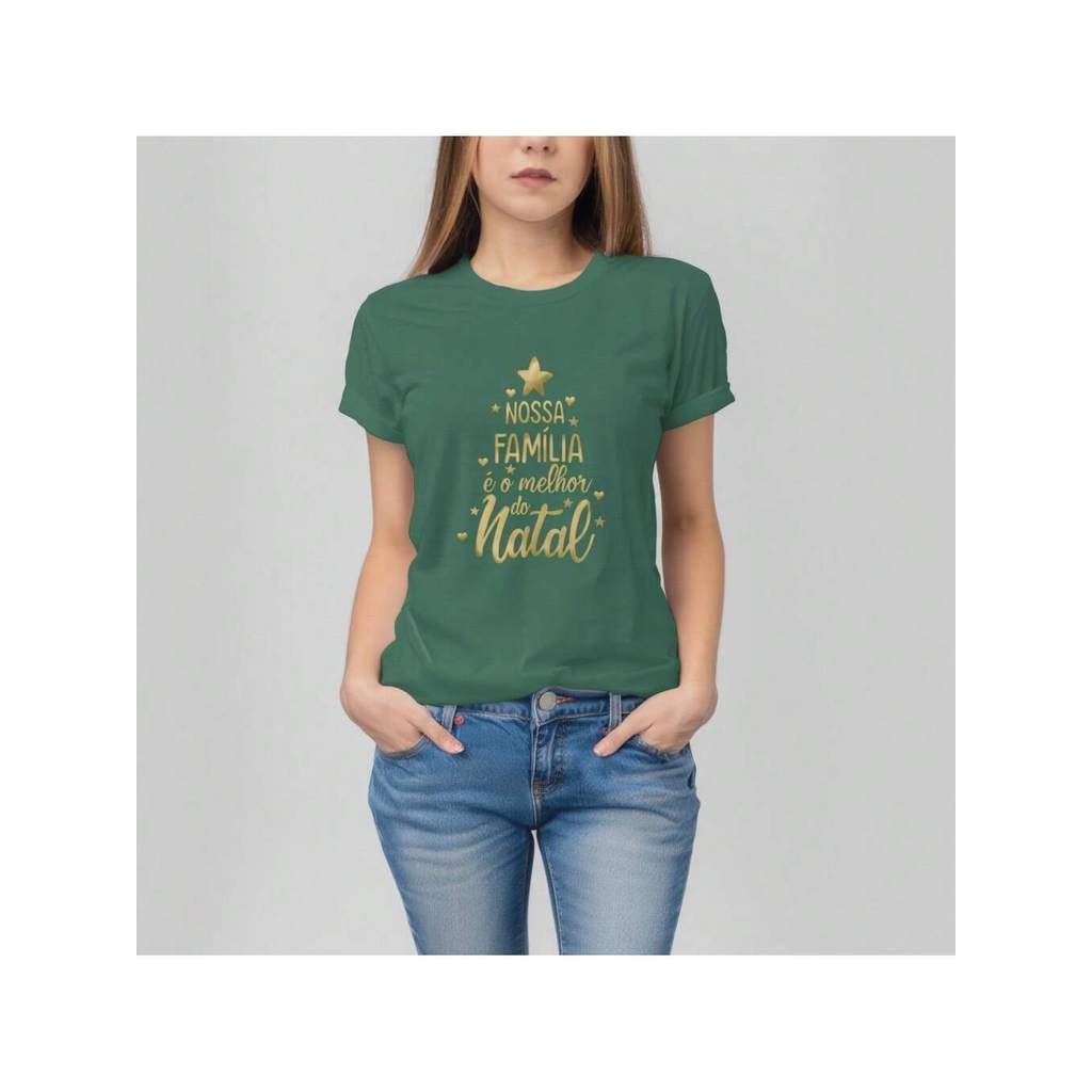 Camiseta Natal Nossa Família é o Melhor do Natal 100% Algodão Gola Redonda Premium Presente Basica