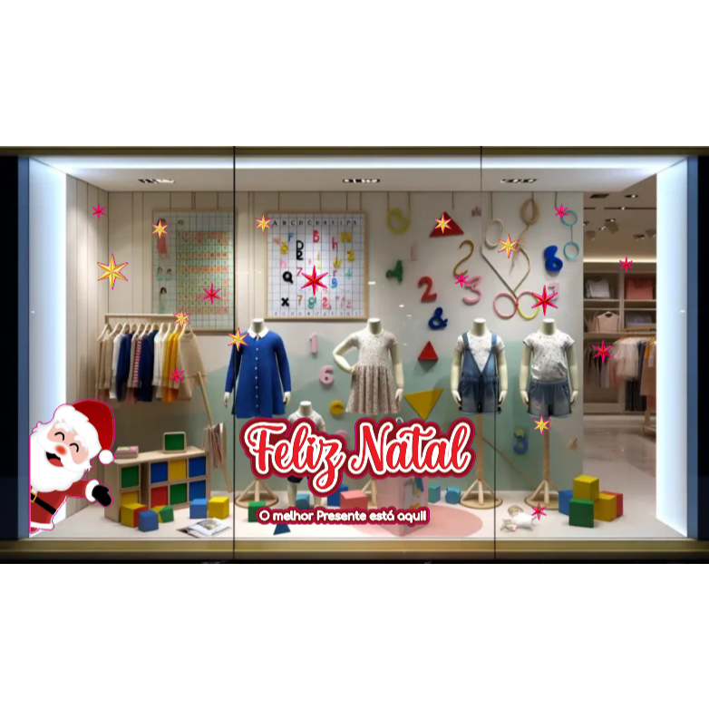 Adesivo para vitrine de Natal - O melhor presente está aqui - 100x35cm