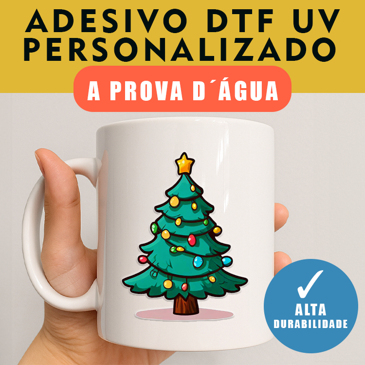 NATAL ADESIVO DTF 8,5CM - A PROVA D'ÁGUA - MELHOR QUALIDADE, RESISTENTE DTF UV, ALTO RELEVO